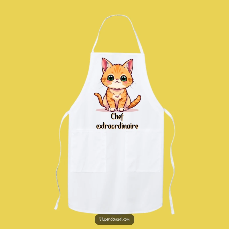Funny Orange Cat Regal Pose Apron - Proud Tabby Kitchen Gift