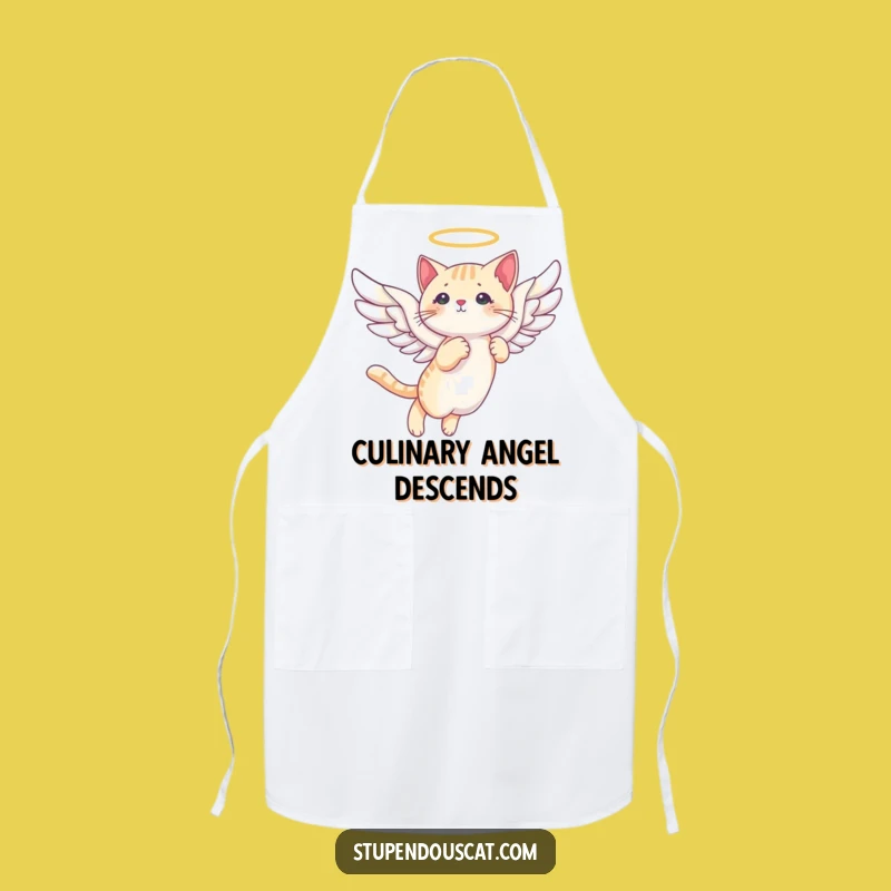 Funny Angelic Cat Wings Apron: Cook with Heavenly Grace