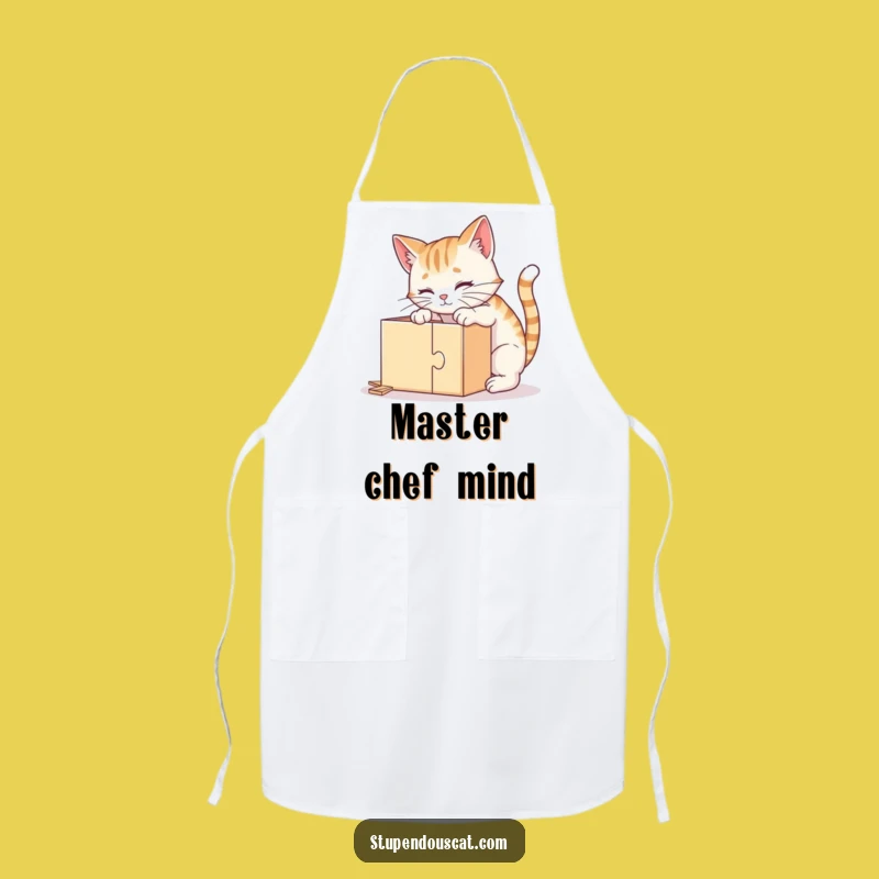 Funny Clever Cat Puzzle Apron - Hilarious Kitchen Wear for Smart Cooks