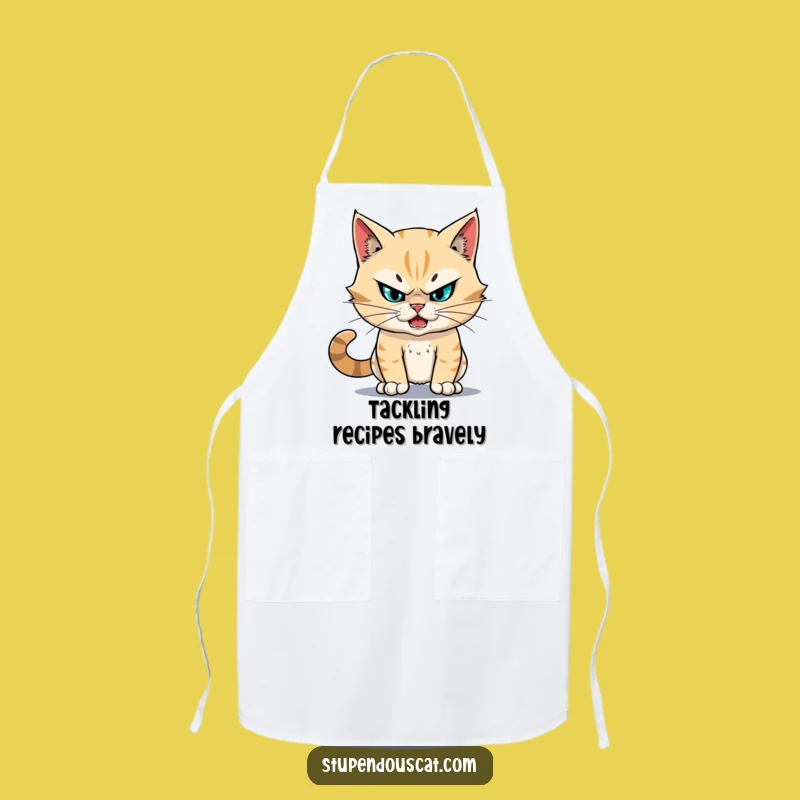 Funny Fearless Cat Apron: Cook with Stupendous Resolve