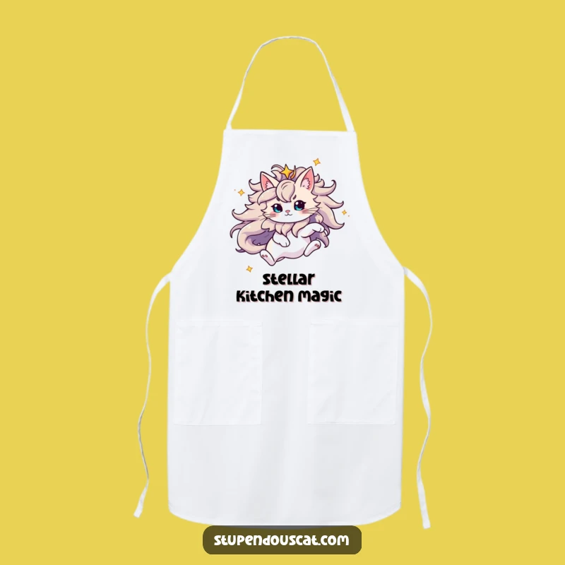 Funny Majestic Star Mane Cat Apron: Cook with Cosmic Flair, Perfect Funny Gift!