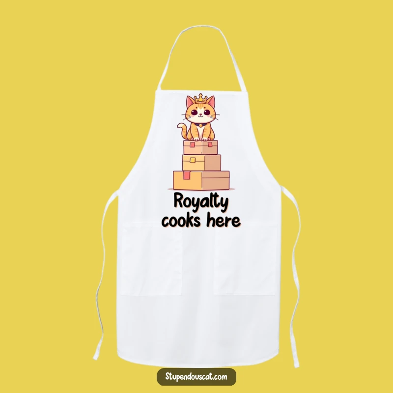 Funny Regal Cat Box Tower Apron - Hilarious Kitchen Wear for Royal Chefs