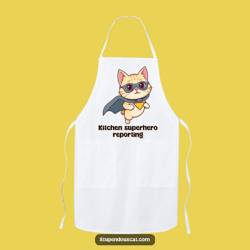 Funny Superhero Cat Apron: Cook with Heroic Determination, Great Funny Gift