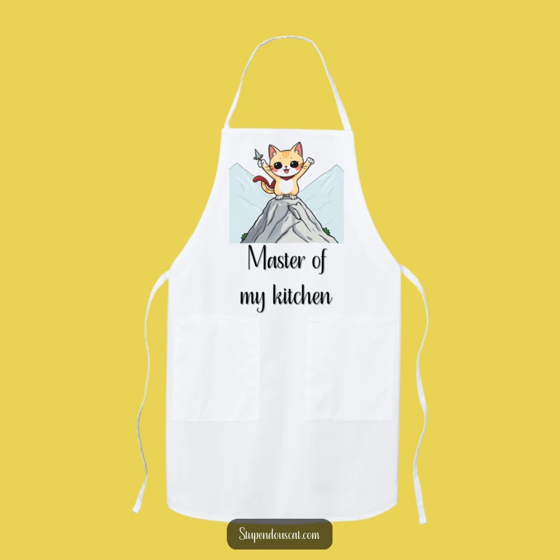 Funny Heroic Cat Mountaintop Apron - Adventure Chef's Gear