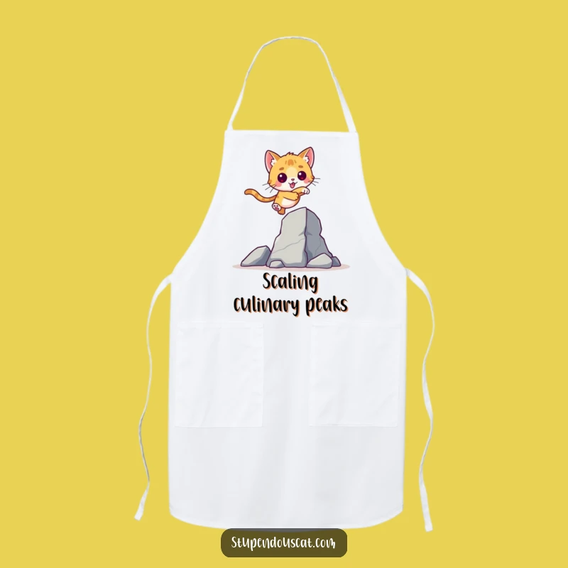 Valiant Cat Cub Leap Apron: Cook with a Determined Chef!