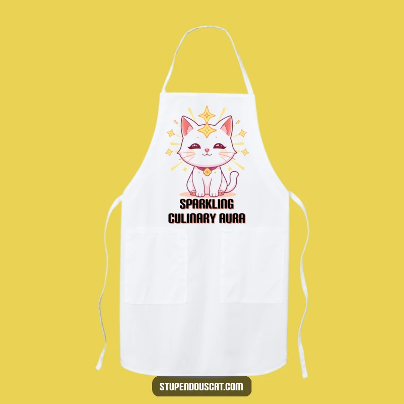 Funny Radiant Celestial Cat Apron: Cook with Cosmic Sparkle, Perfect Funny Gift!