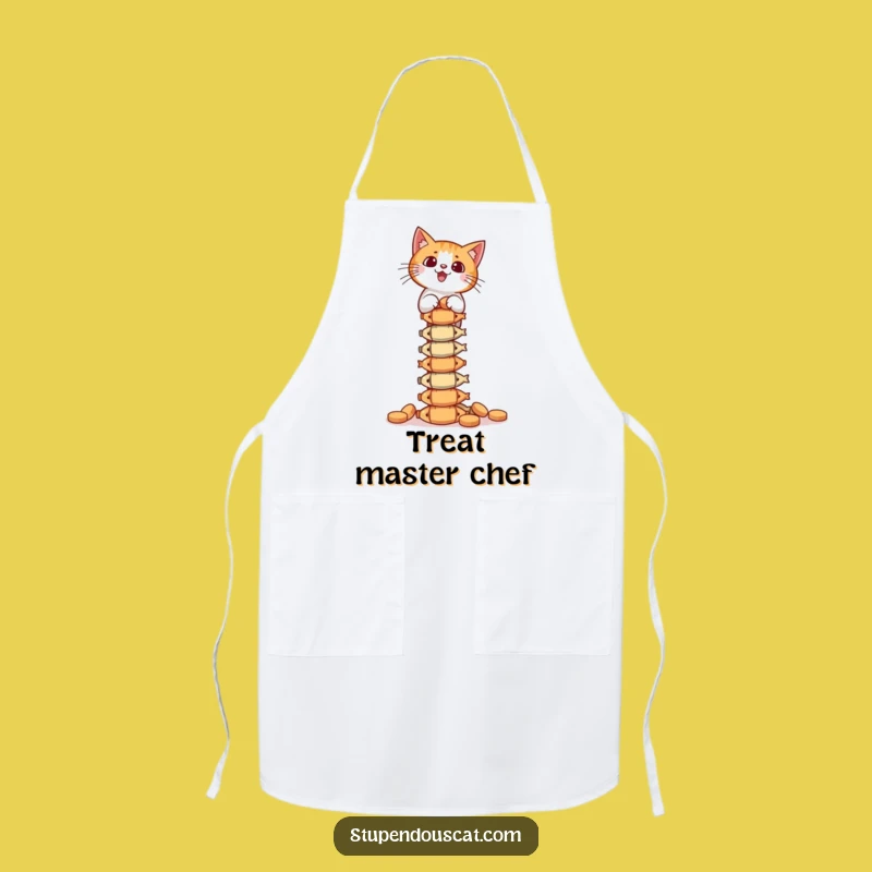 Funny Cat Treat Apron - Precarious Kitchen Wear for Focused Cooks