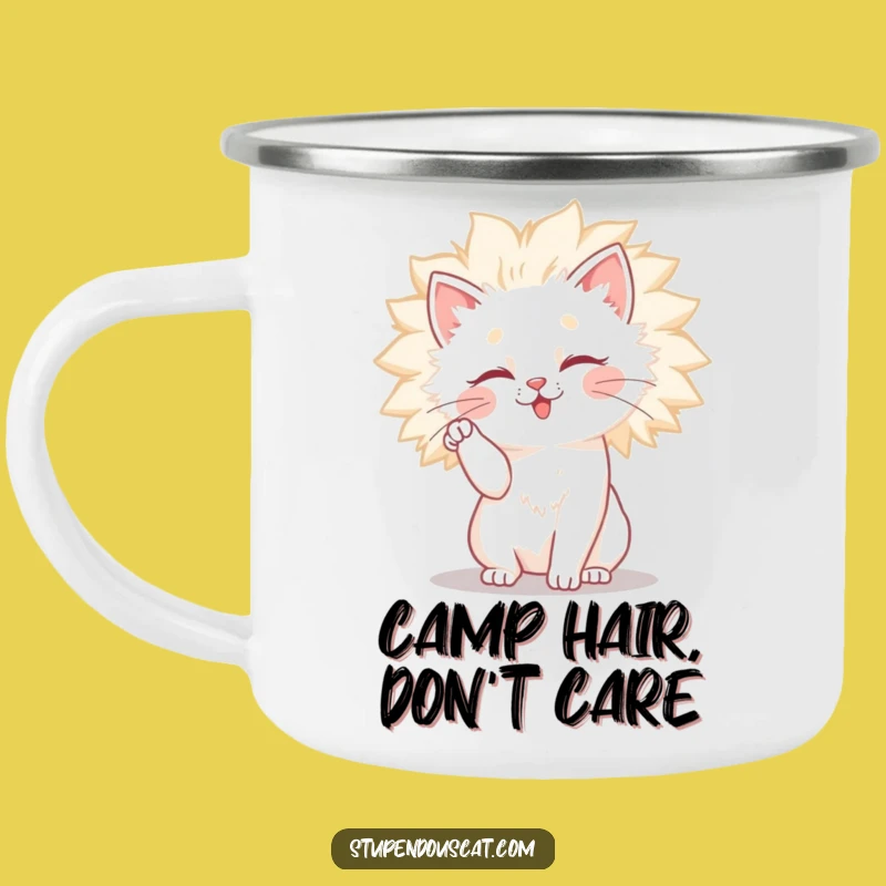Funny Mane Taming Cat Camping Mug - Outdoor Humor & Pet Lover Gift