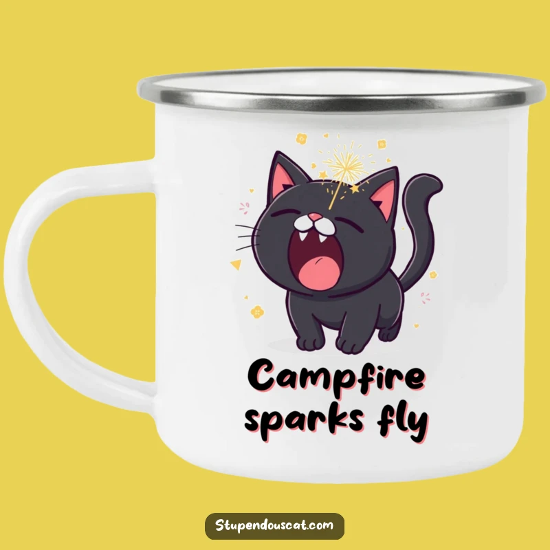 Funny Roaring Cat Fireworks Camping Mug - Durable Explosive Cup Gift