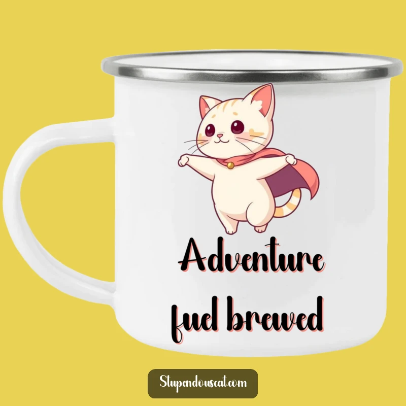 Funny Cape Cat Camping Mug: Adventure with Heroic Flair Funny Gift
