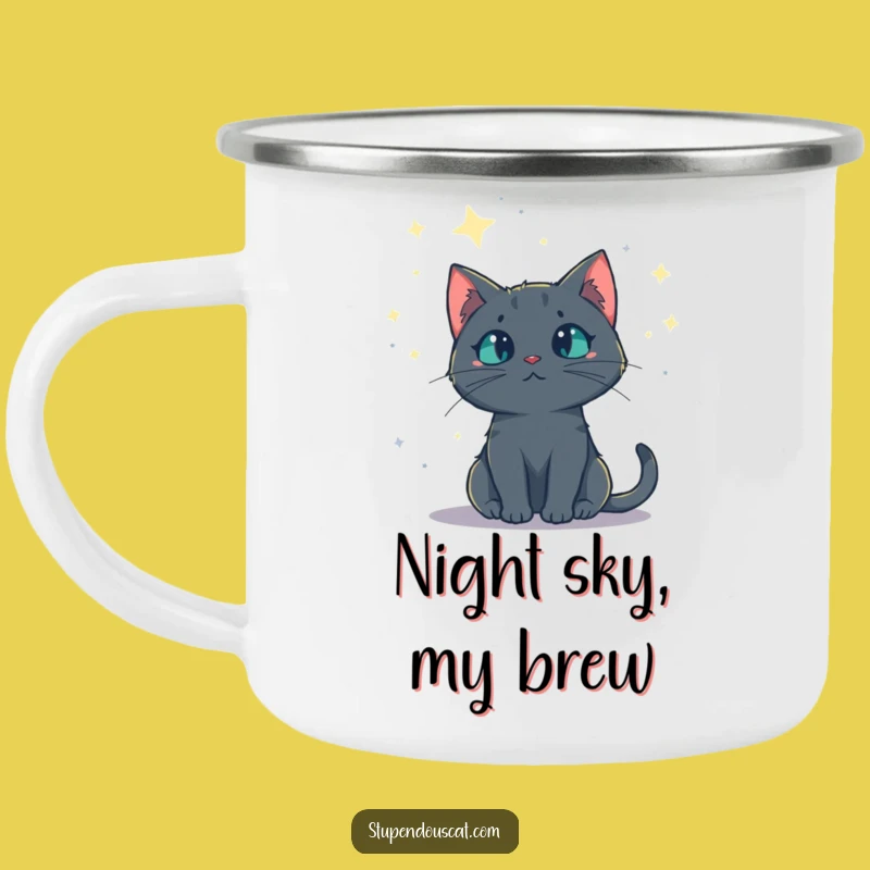 Funny Starry Night Cat Camping Mug: Sip Under the Stars, Unique Funny Gift