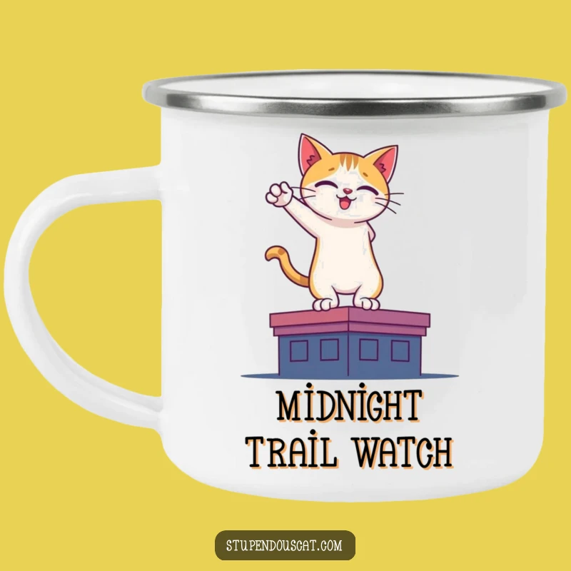 Funny Hero Cat Rooftop Camping Mug: Adventure Fuel for Heroes!