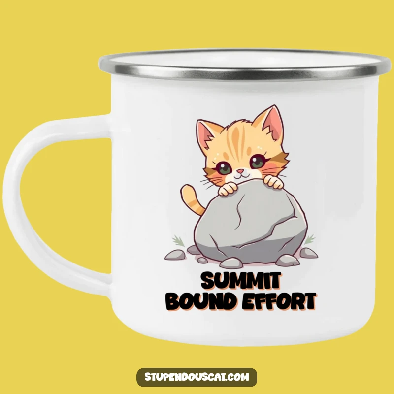 Funny Determined Cat Cub Boulder Camping Mug - Adventure Fuel & Humorous Strength
