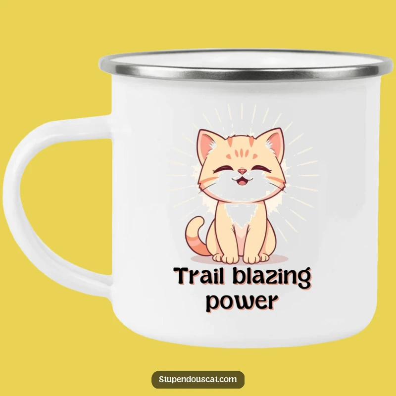 Funny Powerful Cat Cub Aura Camping Mug - Majestic Fuel & Humorous Energy