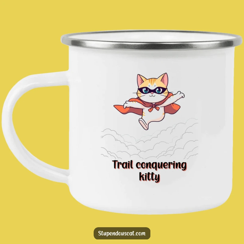 Funny Hero Cat Camping Mug: Fuel Your Adventures with Determined Courage