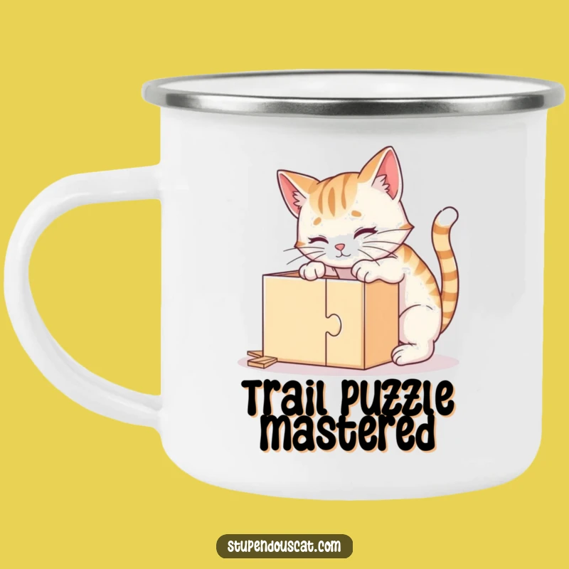 Funny Clever Cat Puzzle Camping Mug - Durable and Hilarious Feline Outdoor Gear