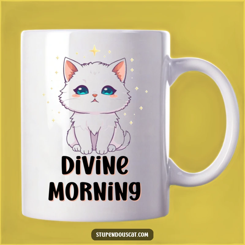 Funny White Cat Stardust Mug - Majestic Celestial Pet Gift for Cat Lovers