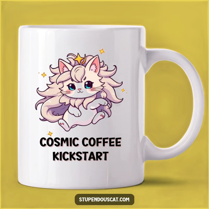 Funny Majestic Star Mane Cat Mug: A Leap into Cosmic Whimsy, Perfect Gift!