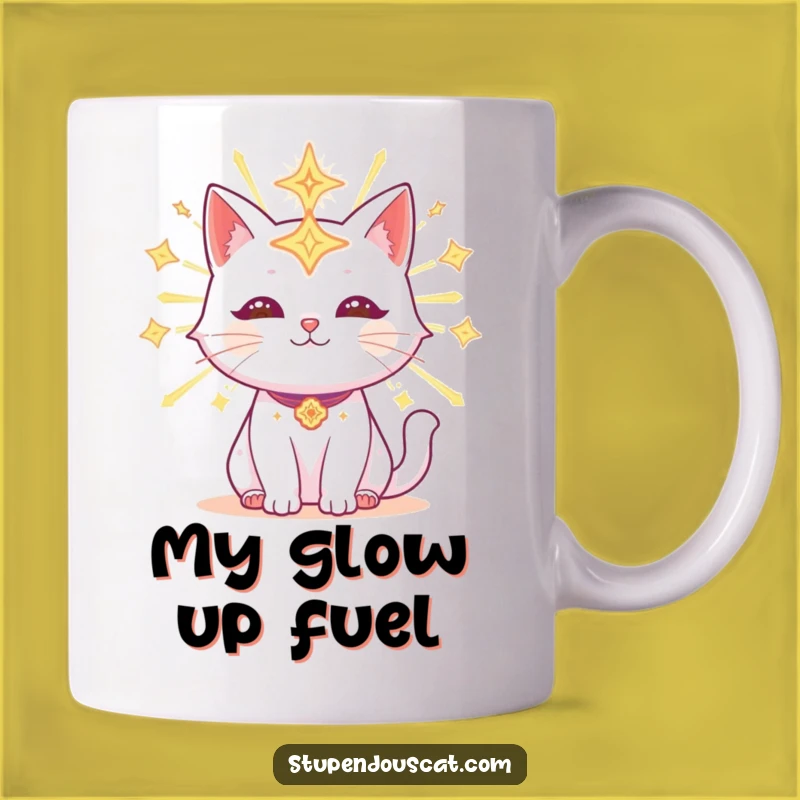 Funny Radiant Celestial Cat Mug: Glow with Cosmic Energy, Perfect Gift!