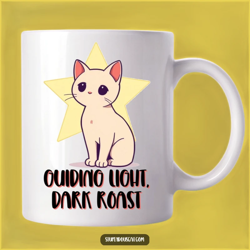 Funny Star Cat Mug - Silhouette Glow, Hilarious Celestial Feline Gift