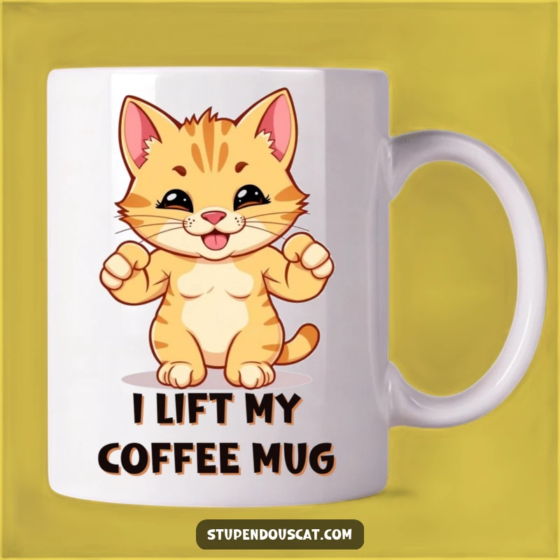 Funny Strong Cat Cub Flexing Muscles Mug - Hilarious Gift for Fitness Lovers