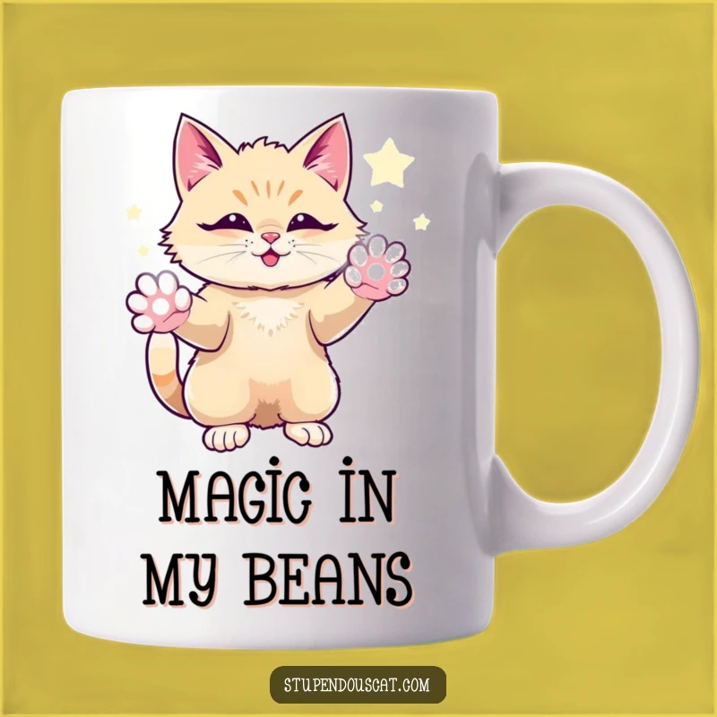 Funny Magical Cat Mug: Sparkling Energy Paws, Awe-Inspiring Feline Gift