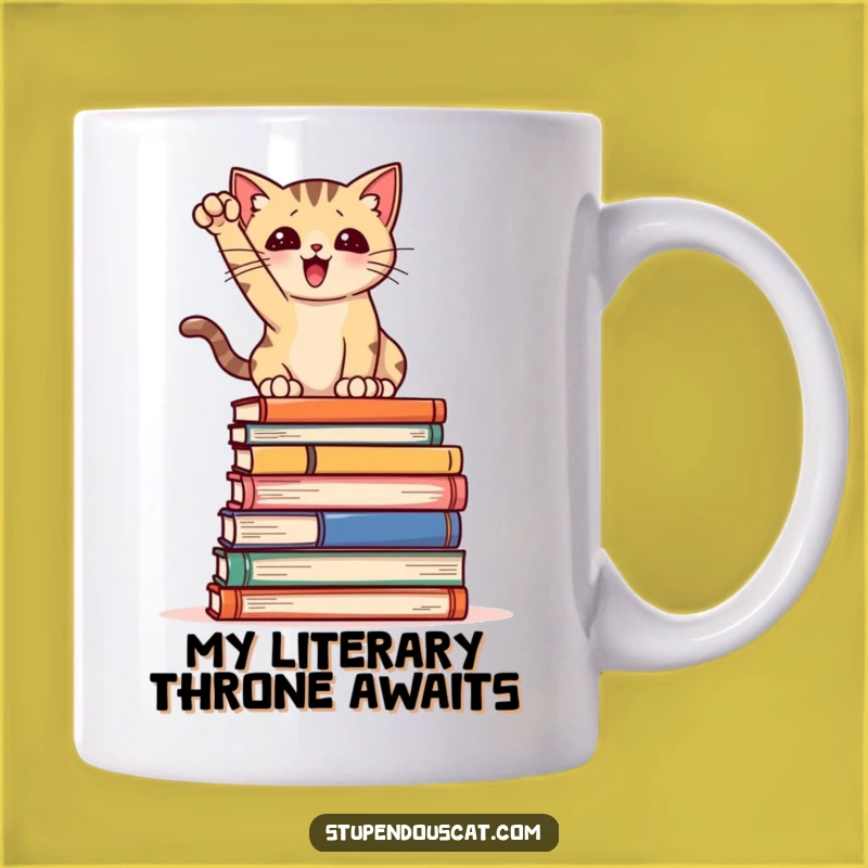 Funny Bookworm Cat Mug: The Purrfectly Posed Literary Lover Funny Gift