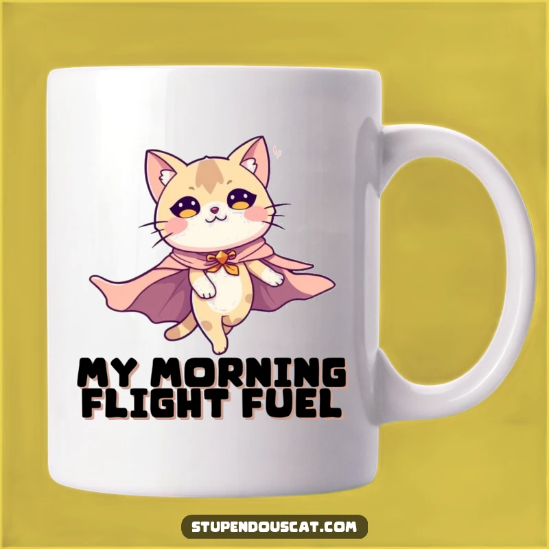 Funny Flying Feline Mug: Majestic Cat Cape Hero, Perfect Gift Idea
