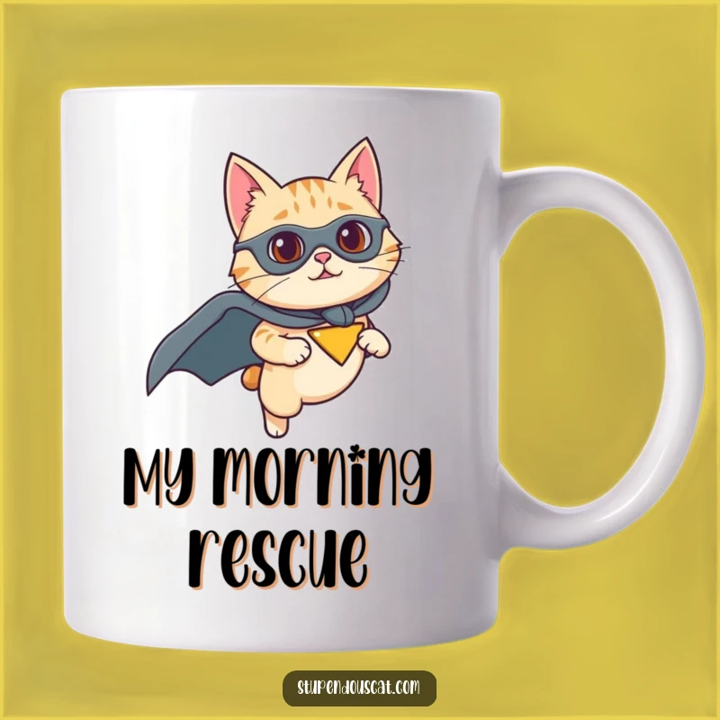 Funny Superhero Cat Mug: Flying Hero's Determination, Perfect Funny Gift