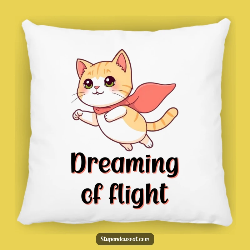 Funny Flying Cat Pillow - Soft Heroic Comfort with Tiny Cape Flair
