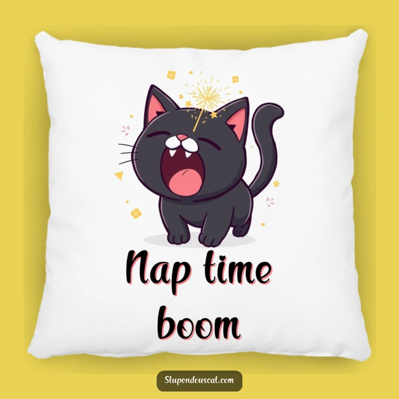 Funny Roaring Cat Fireworks Pillow - Cozy Explosive Cushion Gift
