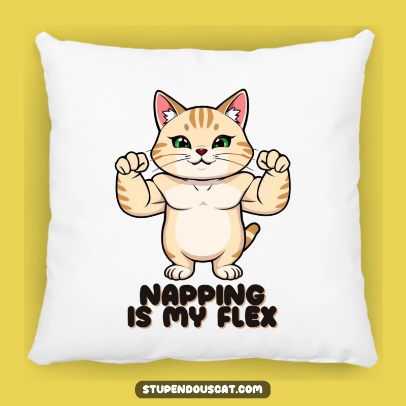 Funny Strong Cat Pillow: Cozy Comfort for Your Muscular Feline Fan