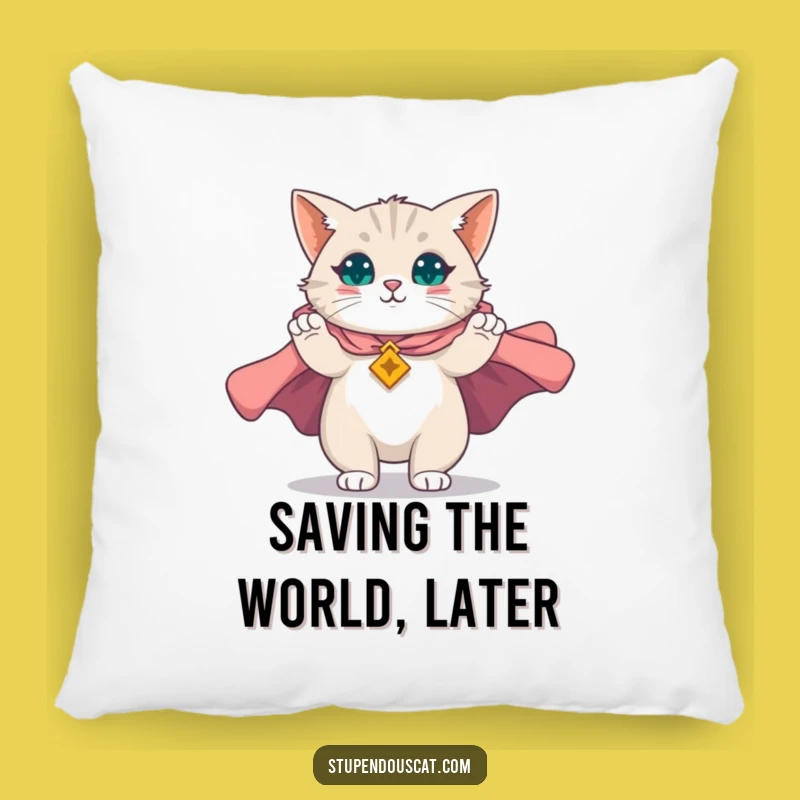 Funny Majestic Cape Cat Pillow: Cozy Hero Comfort, Adorable Funny Gift