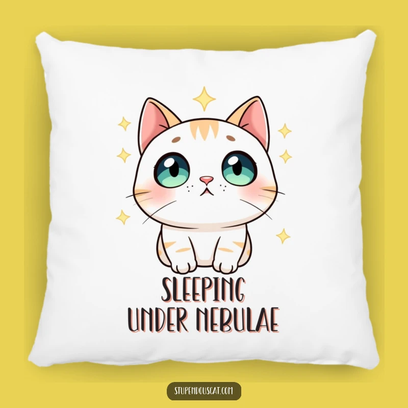 Funny Starry Eyed Cat Pillow: Cozy Up with Cosmic Dreams Funny Gift