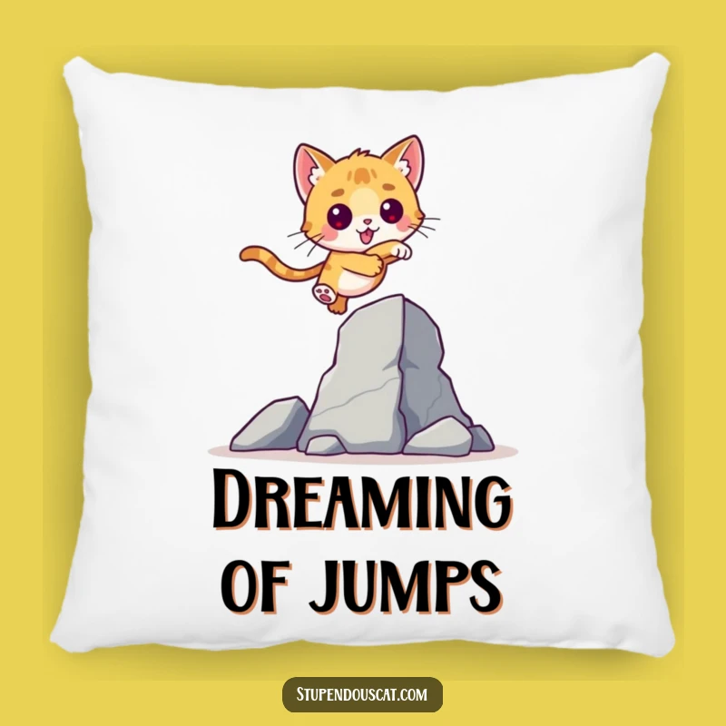 Valiant Cat Cub Leap Pillow: Cuddle Up with Determined Comfort!
