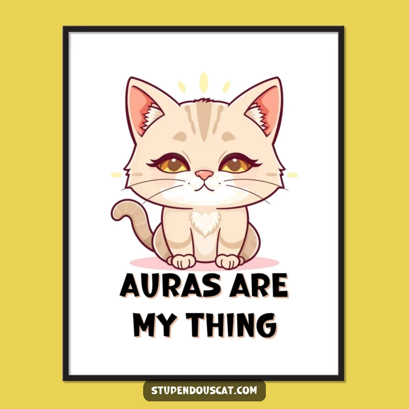 Funny Wise Cat Aura Digital Art: Printable Wisdom for Your Walls