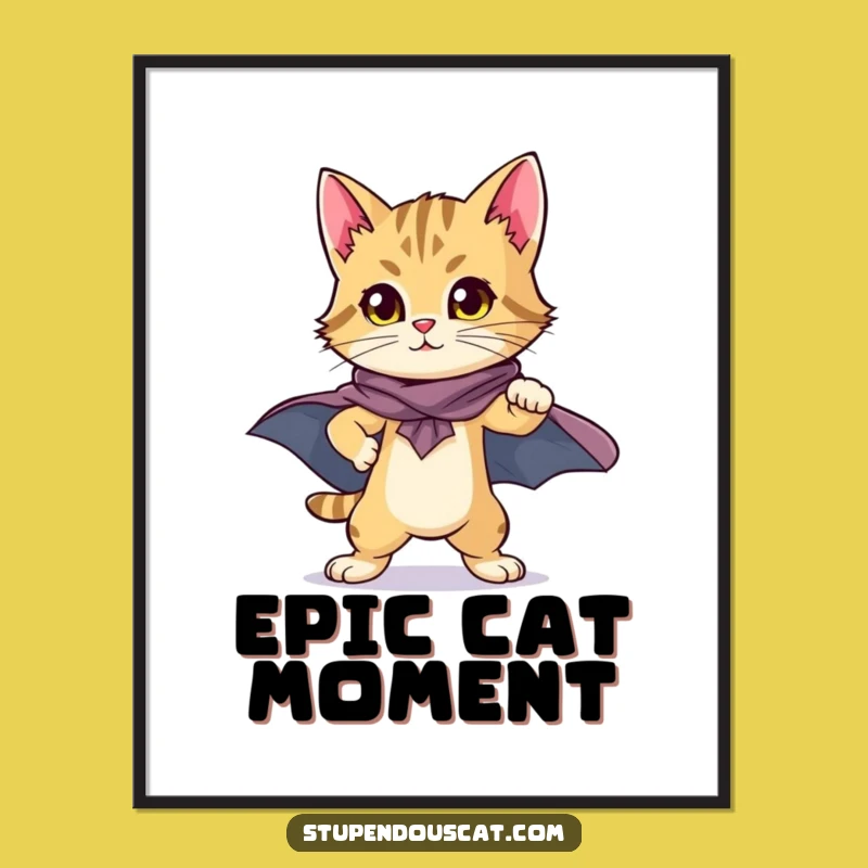 Heroic Cat Cub Cape Digital Art Print: Proud Cub for Instant Inspiration!