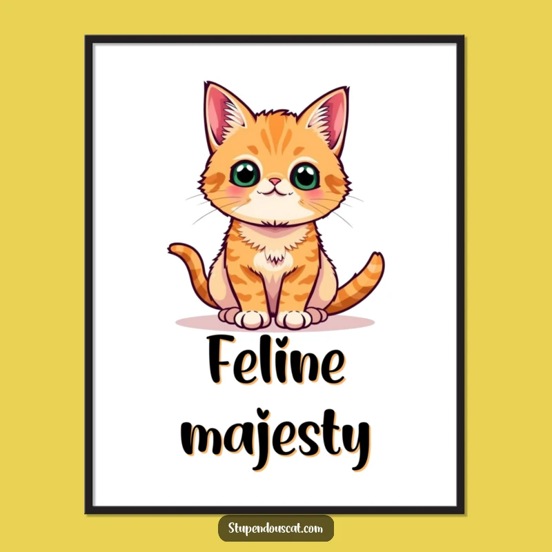 Funny Orange Cat Regal Pose Digital Art Print - Proud Tabby Download Gift