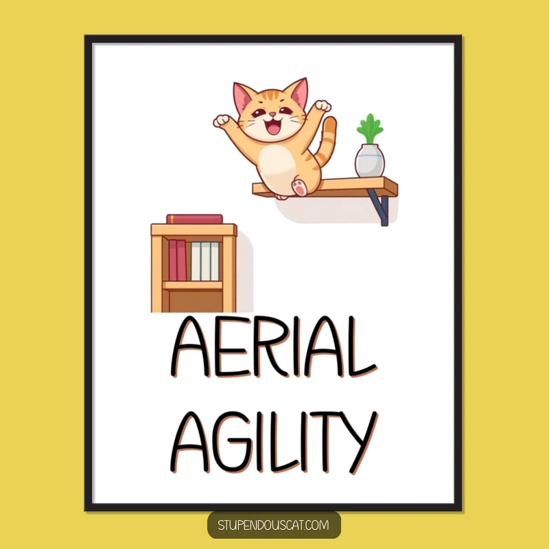 Funny Cat Leaping Digital Art: Hilarious Feline Acrobatics for Instant Wall Decor