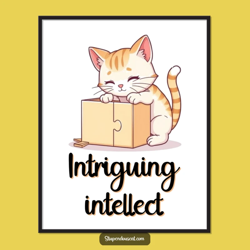 Funny Clever Cat Puzzle Digital Art - Instant Intelligent Feline Download
