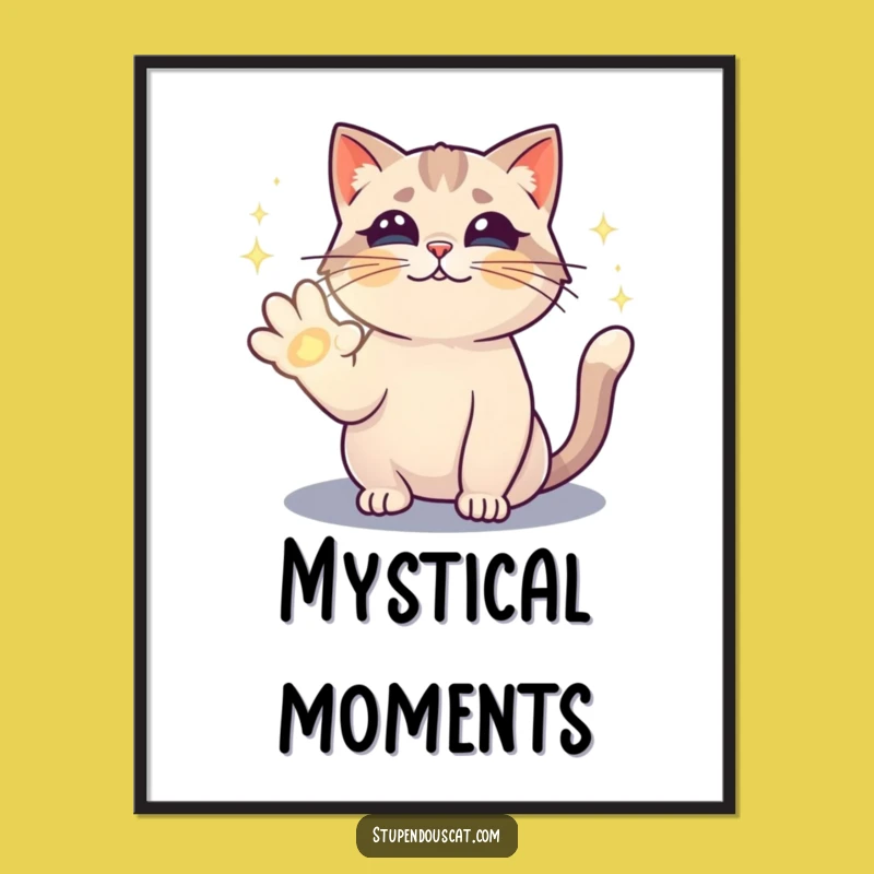 Funny Magical Cat Spell Digital Art - Instant Enchanting Feline Download