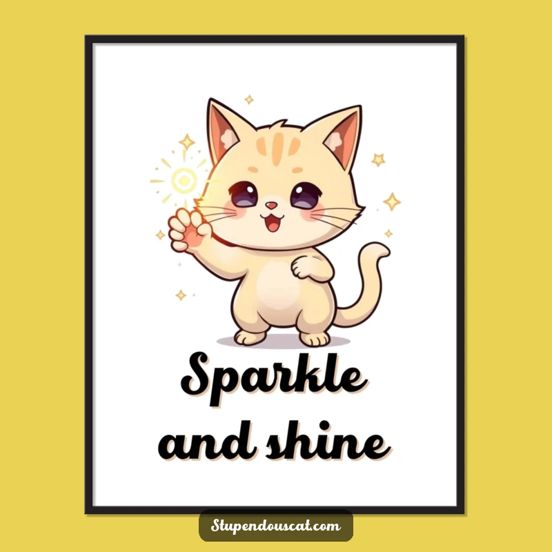 Funny Powerful Energy Cat Digital Print: Mystical Art for Your Walls, Unique Gift!