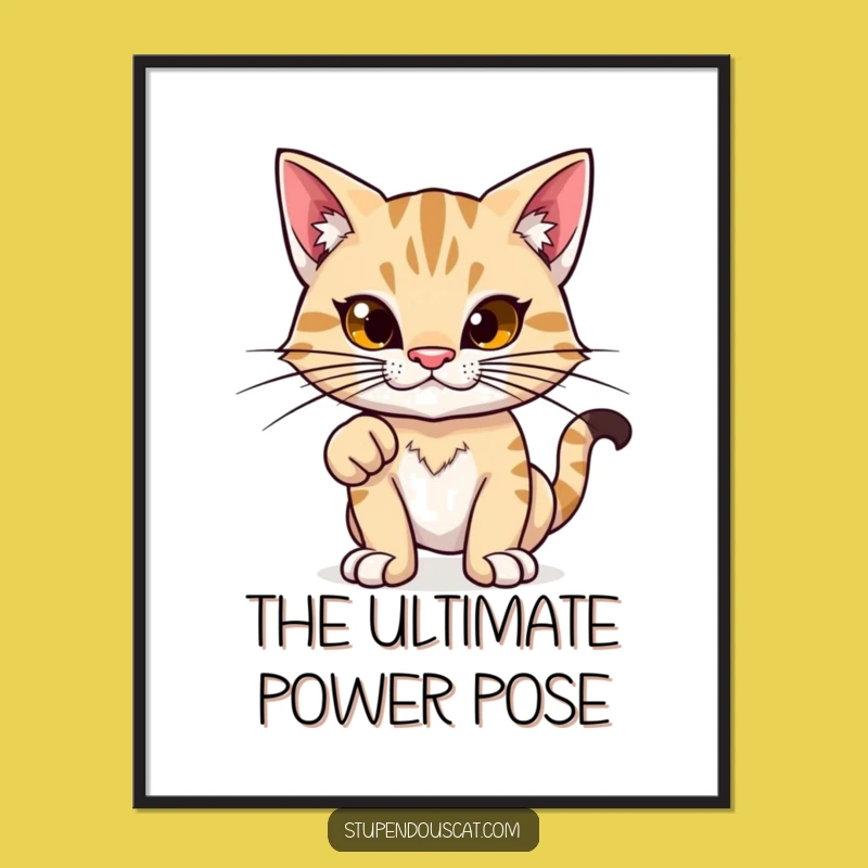 Funny Proud Feline Digital Print: Whiskered Power Art - Whimsical Funny Gift