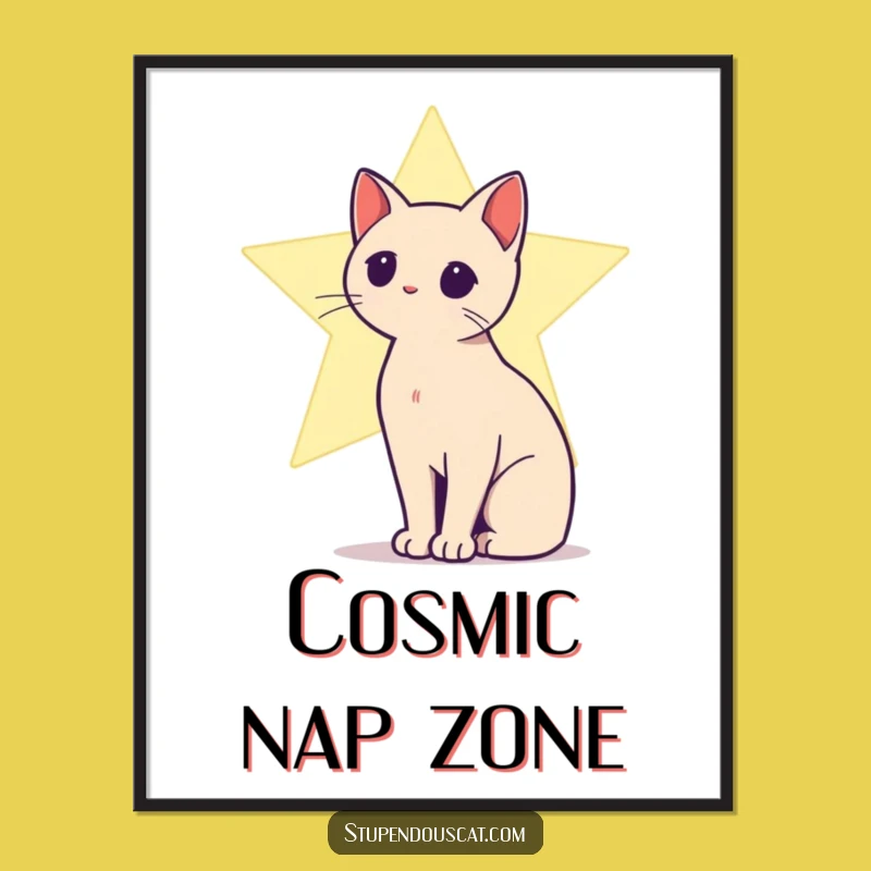 Funny Star Cat Digital Print - Silhouette Glow, Hilarious Celestial Art