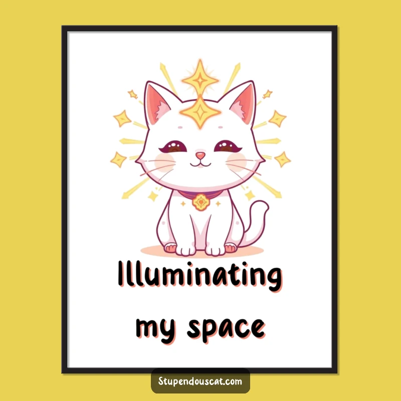 Funny Radiant Celestial Cat Digital Print: Cosmic Art for Your Walls, Unique Gift!