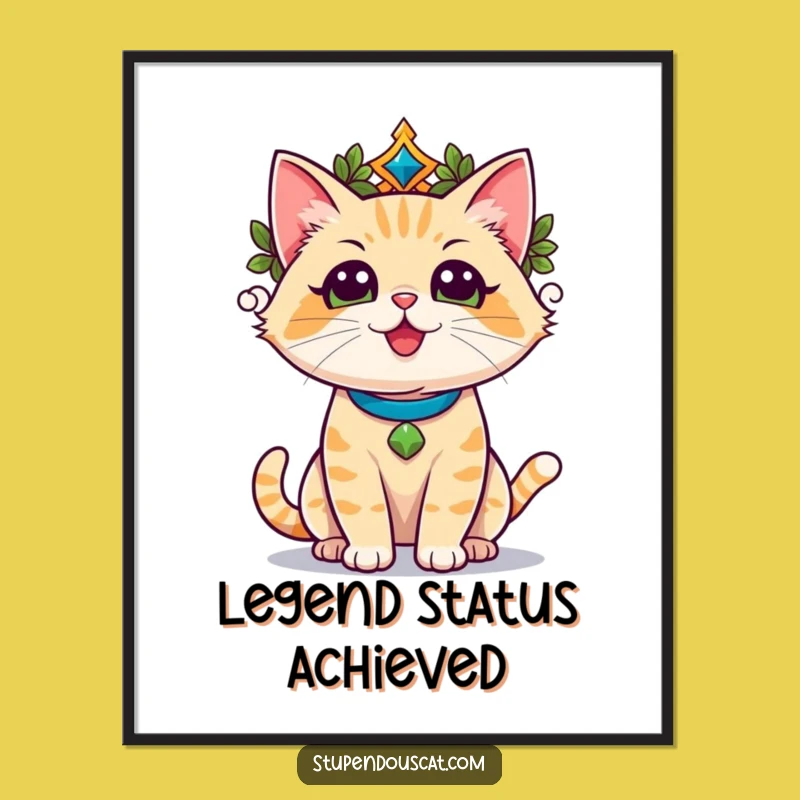 Funny Champion Cat Digital Print - Triumphant Glory Art for Walls Gift