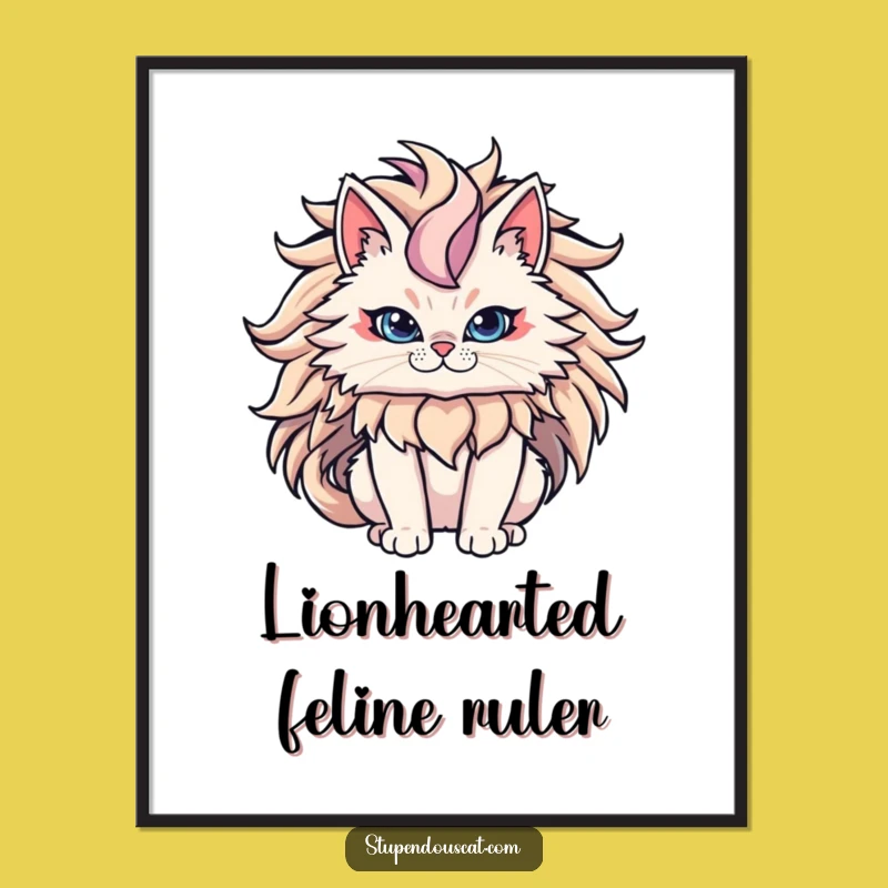 Epic Mane Cat Digital Art Print - Powerful Feline King Decor Gift