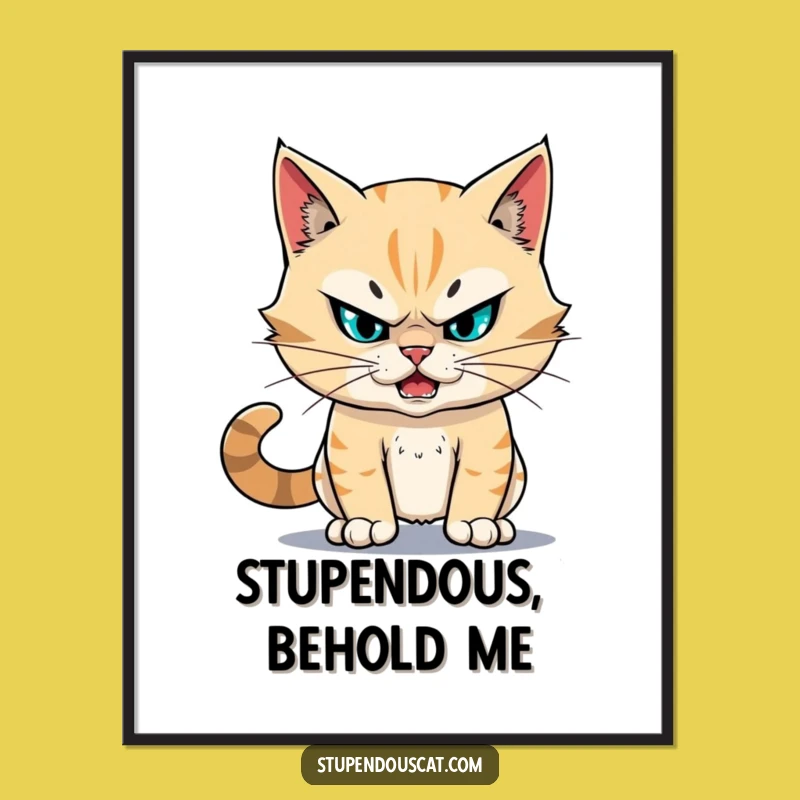Funny Fearless Cat Digital Art: Printable Bravery for Your Walls