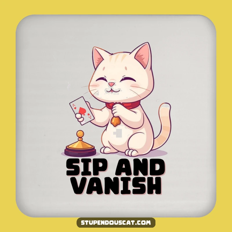 Funny Cat Magic Coaster: Card Appearing Trick - Protects Surfaces with Humor