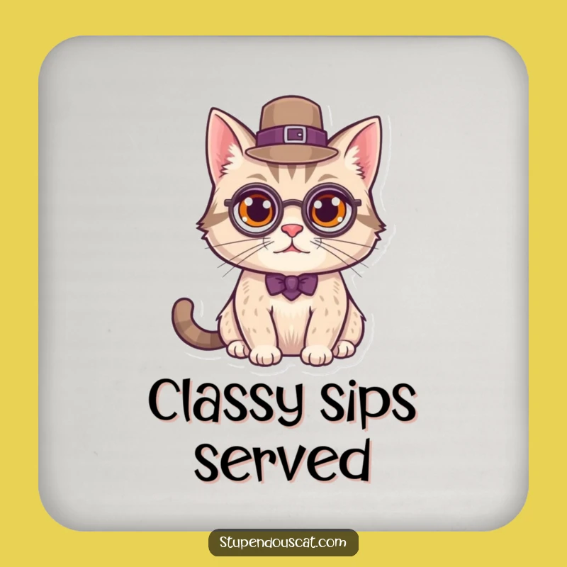 Funny Distinguished Cat Coasters: Elegant Protection, Cute Funny Gift Set